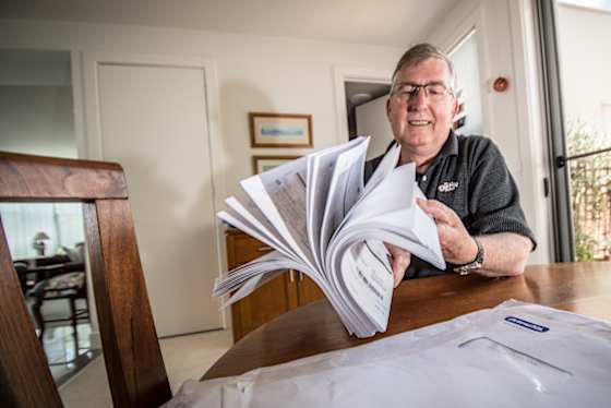 Belconnen resident John Steep received a parcel of hundreds of ActewAGL bills on Wednesday.
