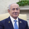 Israeli Prime Minister Benjamin Netanyahu speaks during his meeting with President Joe Biden in the Oval Office.