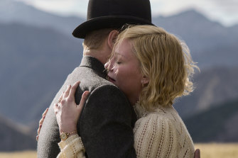 Jesse Plemons, left, and Kirsten Dunst in a scene from The Power of the Dog.