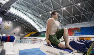 Bring it on: Able Seaman Mark Daniels from the Royal Australian Navy trains for the Invictus Games swimming at Sydney's Olympic Park Aquatic Centre.