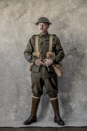 Rod Harris dresses up as his great-grandfather, a First World War corporal who survived the hostilities, though his brother perished.