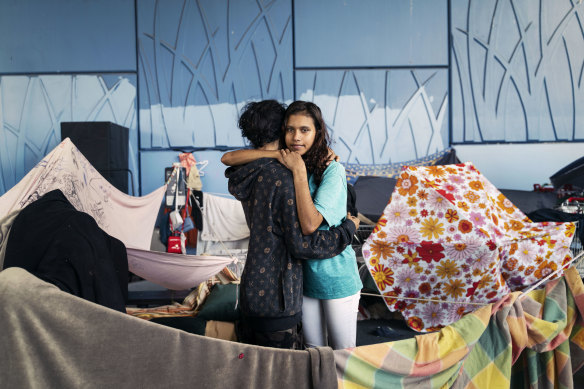 Award-winning photographer Adam Ferguson captured this image of life in a makeshift camp under the Goodwill Bridge for Brisbane Times.