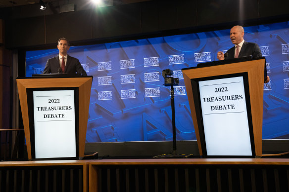 Josh Frydenberg and Jim Chalmers make their 2022 Federal Election Treasury Debate at the National Press Club of Australia on Wednesday 4 May.