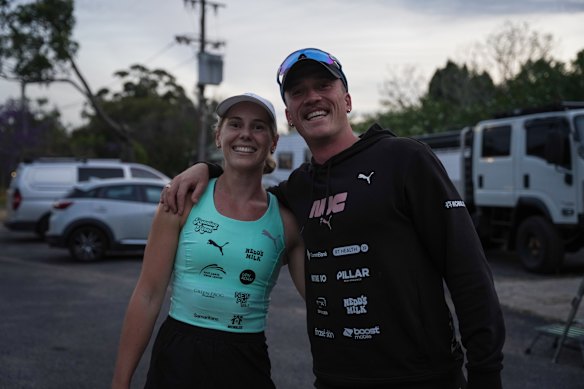 Hogan was joined by Brockmann during a pitstop at Mount Kuring-gai on Saturday. She still had a whole night of running, and agony, ahead of her.