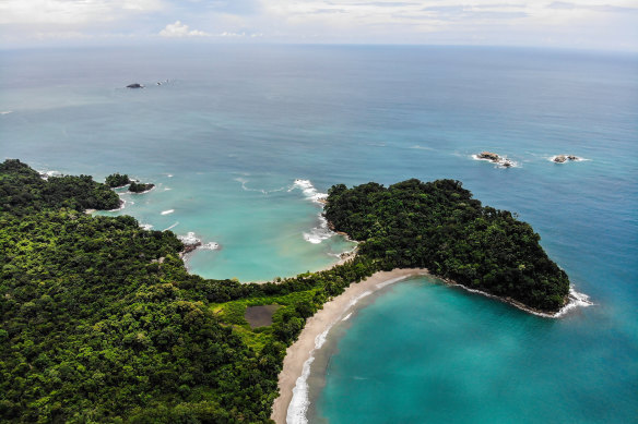 A spectrum of blues along Playa Escondilla and Playa Manuel Antonio in Costa Rica.