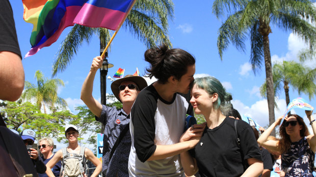 Emotional scenes in Brisbane as love wins landslide victory.