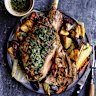 Karen Martini's leg of lamb roasted on root vegetables.