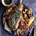 Karen Martini's leg of lamb roasted on root vegetables.