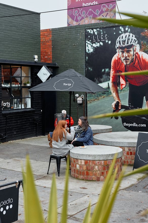 Outside the Collingwood cafe.