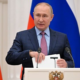 Russian President Vladimir Putin formally recognised the two separatist states before moving “peacekeeping” troops into them.