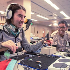 A gamer plays with the Xbox Adaptive Controller.