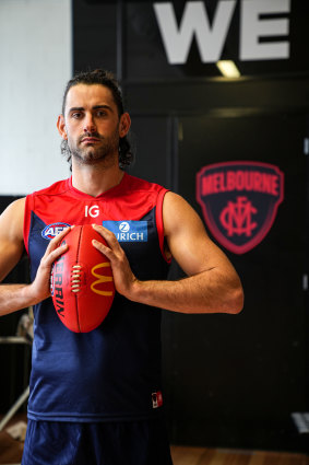 Brodie Grundy has made the off-season switch from Collingwood to Melbourne.