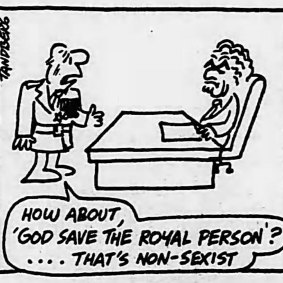 Ron Tandberg cartoon from April 12, 1984.