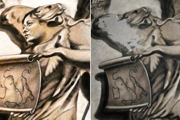 The angel’s face was gone when the church opened its doors on Wednesday: the cherub’s body remains, but the face was erased with a sloppy slab of paint or plaster.