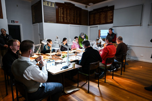 A Red Tag fly tying class held at East Ivanhoe Bowling Club. Red Tag membership grew during the pandemic.