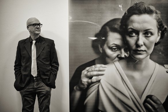 Photographer Boris Eldagsen (left) and the image he created using AI, “The Electrician.”