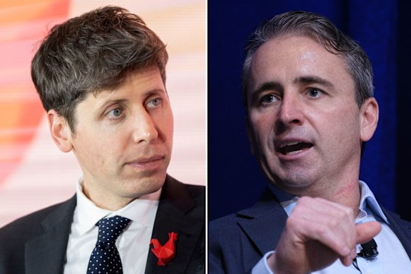 OpenAI chief Sam Altman and Commonwealth Bank boss Matt Comyn. 