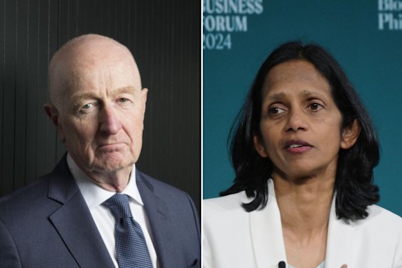 Macquarie chairman Glenn Stevens, and managing director and chief executive Shemara Wikramanayake.
