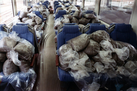 Sandbags are the only “passengers” for the test runs of the speedy Sprinter train.