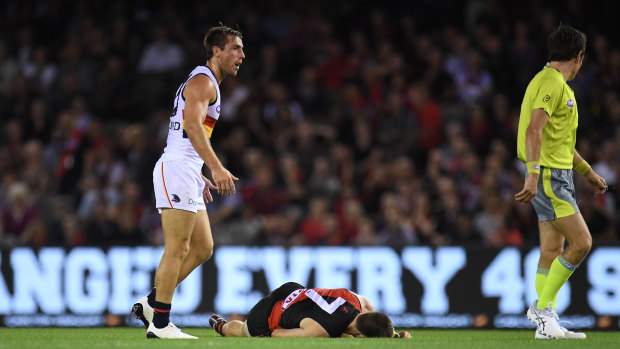 Richard Douglas was reported after collecting Zach Merrett.