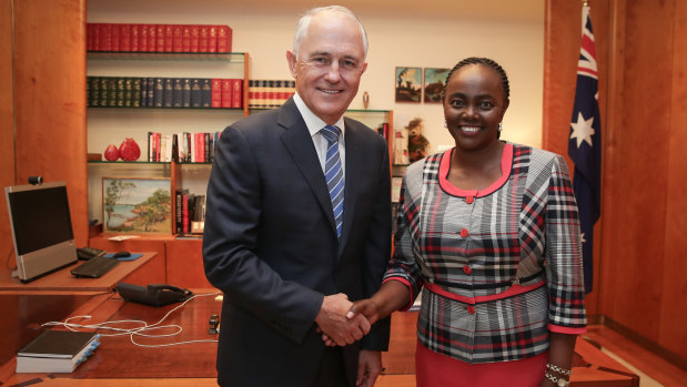 Prime Minister Malcolm Turnbull welcomes Lucy Gichuhi from the crossbench to the government.