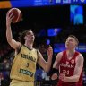 Josh Giddey in action against Japan.