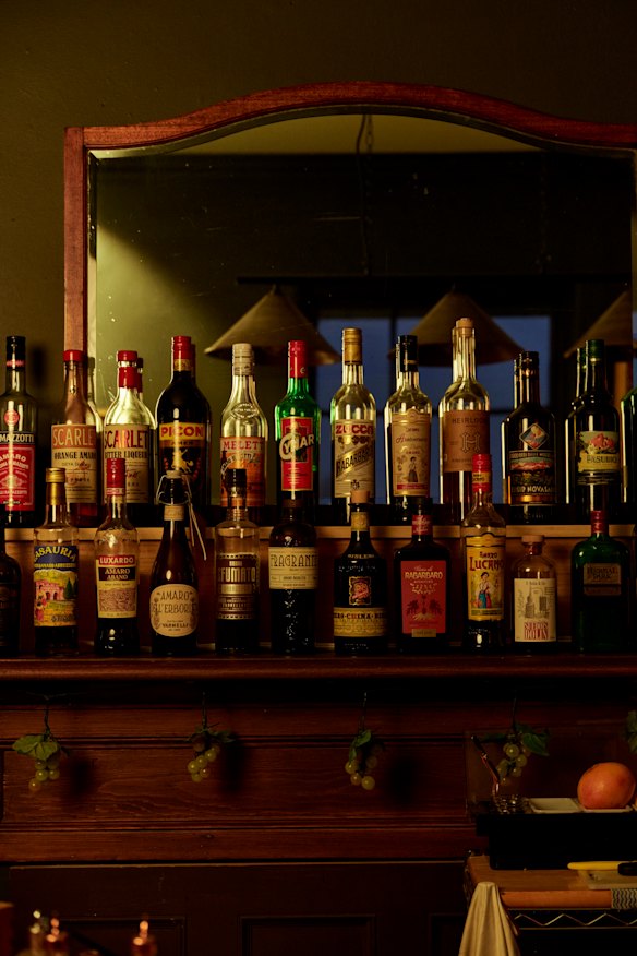 The bar has an old-timey feel.