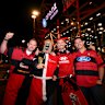 Fans arrive for the clash between the Crusaders and NSW Waratahs at Christchurch on Friday night.