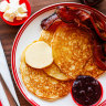 Pancakes can be customised by adding maple bacon, cream or blueberry compote.