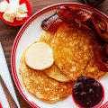 Pancakes can be customised by adding maple bacon, cream or blueberry compote.