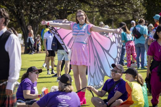 Amy Stephens dressed as a butterfly at the Midsumma Pride March.