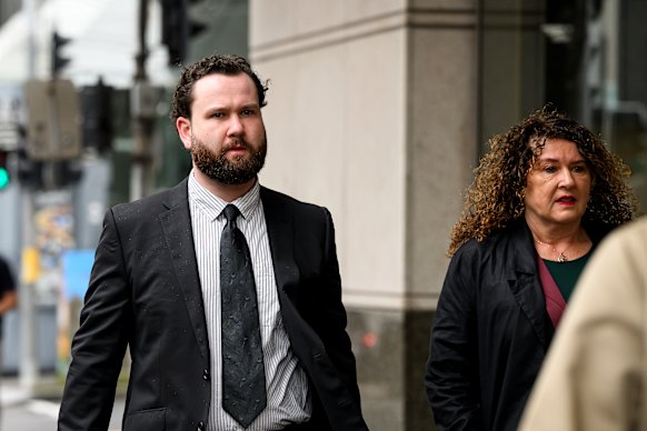 Taylor Johnson (left) arrives at court on Tuesday. 