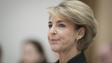 Jobs and Innovation Minister Michaelia Cash during the Wednesday estimates hearing where she made the threat to name staffers who were the subject of rumours. 