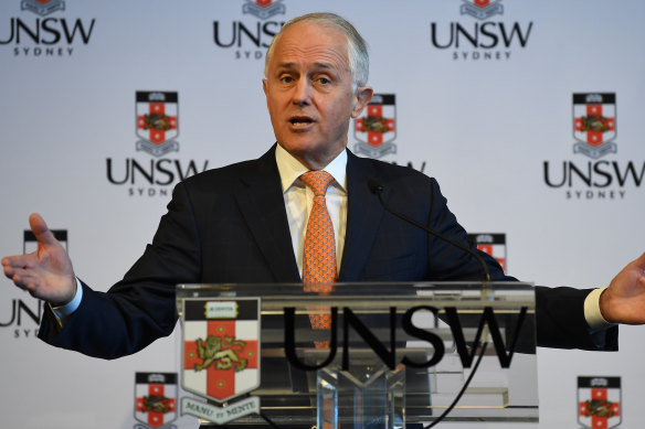 Malcolm Turnbull speaks at the University of New South Wales (UNSW) last Tuesday.