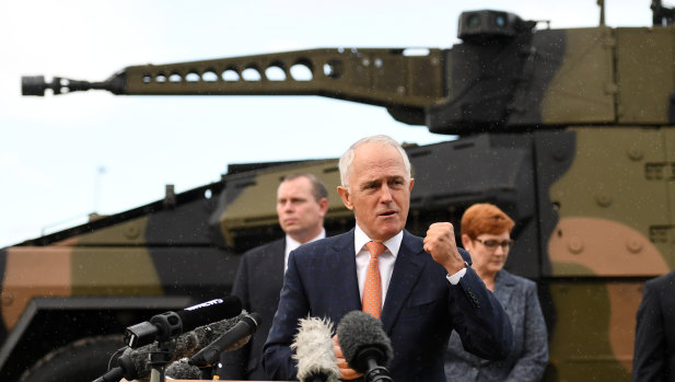Prime Minister Malcolm Turnbull announces Rheinmetall will build armoured vehicles in Redbank.