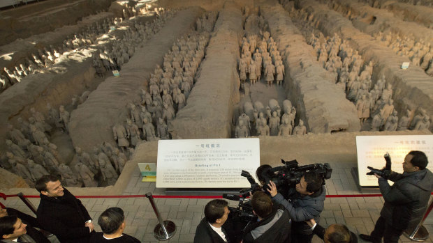 French President Emmanuel Macron visits the Museum of Terracotta Warriors and Horses in January.