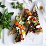 Neil Perry’s bruschetta with cherry tomatoes, basil, olives and feta.