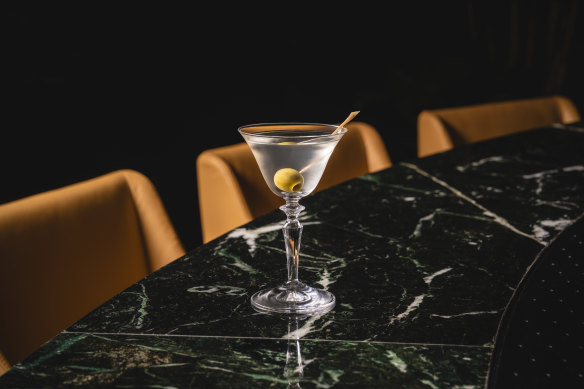 Fysh Martini made with Murray cod fat-washed gin, fino sherry and dry vermouth.