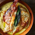 Speedy saltimbocca with parmesan polenta.