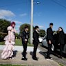 Year 12 Lurnea High School Students Ashlee Fardy, Phoenix Butler, Andrew James, Hassan Allam and Matt Russell leaving  their pre-formal get together for their school formal