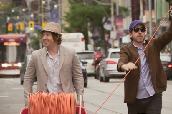 Still trying to get into The Rivoli: Matt Johnson and Jay McCarrol in Nirvanna the Band the Show the Movie.