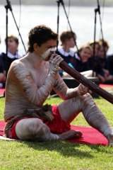 At the "Meeting of Two Cultures" ceremony at Kurnell in 2012.