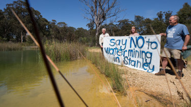 Stanley residents protest  against water mining in the district.