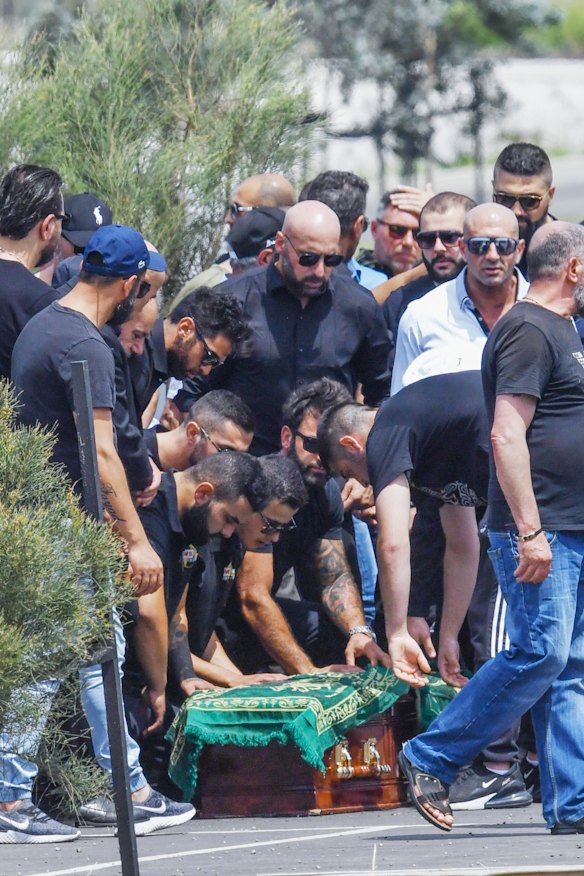 Mourners at the funeral for Nabil Maghnie.