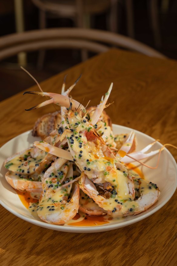 Grilled scampi and caviar. 