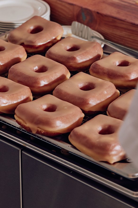 Maple-glazed doughnuts.