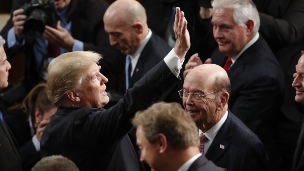 Trump arrives before the State of the Union address.