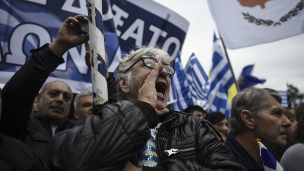 Protesters included members of the far-right Golden Dawn and hard-line clerics.