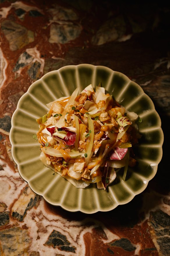 Salt baked celeriac, blue swimmer crab, radicchio at Etta.