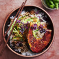 Sticky roasted pumpkin and miso rice bowls.